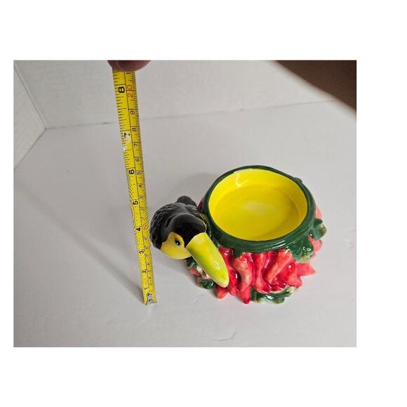 Toucan red peppers candle holder, Rare ceramic Costa Rico Central America - Picture 4 of 6